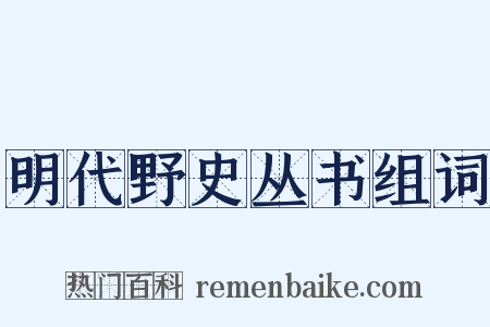 明代野史丛书组词是什么意思的图片